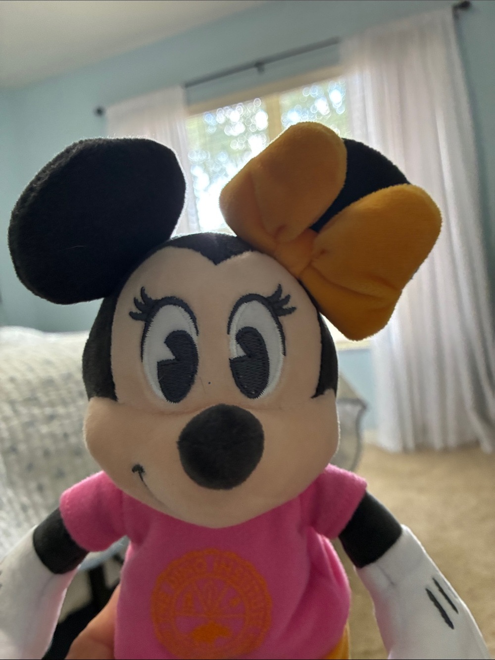 Disney Animal Kingdom Minnie Mouse Pink and Yellow Plush Doll with Bow